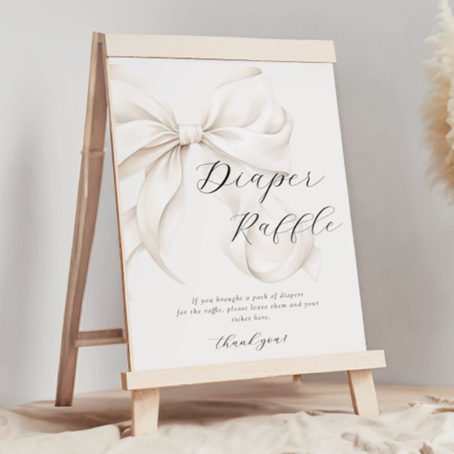 White Bow Diaper Raffle Table Sign (Creator Uploaded)