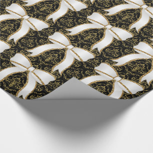 White Bow Elegant Christmas Holiday Wrapping Paper