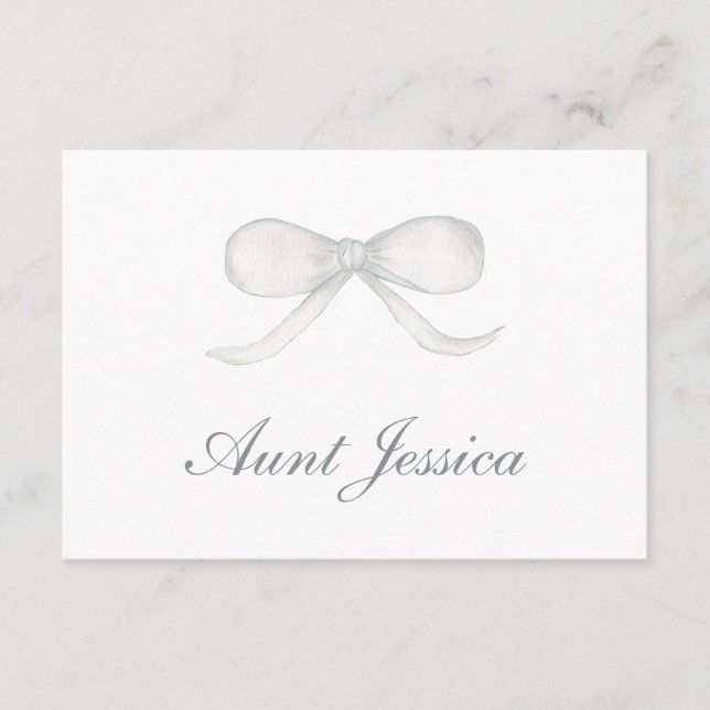 White Bow Flat Place Card (Front)