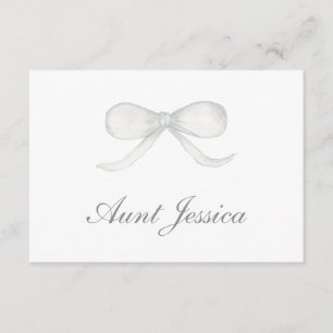 White Bow Flat Place Card