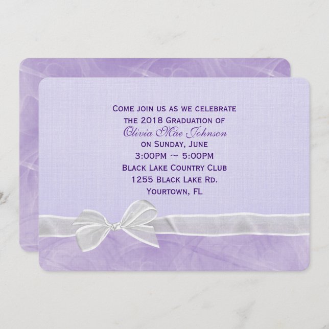 White Bow Graduation Invitation (Front/Back)