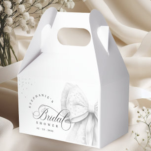 White Bow Pearls Bridal Shower Favour Box