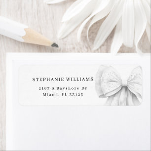 White Bow Pearls Bridal Shower Return Address Label