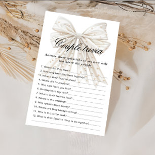 White Bow Pearls Couple Trivia Bridal Shower Game