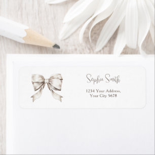 White Bow Ribbon Vintage Baby Shower Address Return Address Label