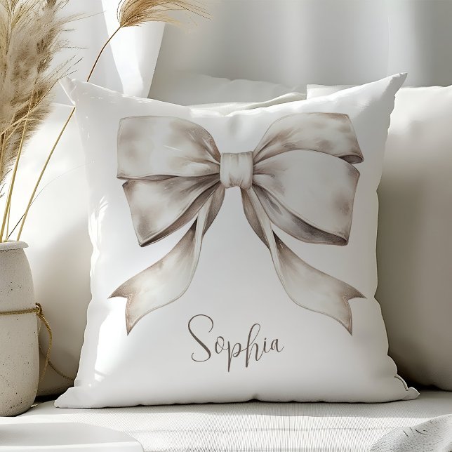 White Bow Ribbon Vintage Nursery Cushion (Creator Uploaded)
