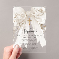 White Bow Rose Floral Girl First Communion
