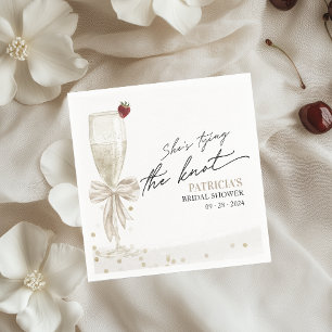 White Bow She's Tying the Knot Bridal Shower Napkin