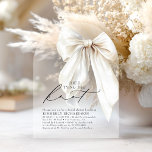White Bow She's Tying the Knot Chic Bridal Shower Acrylic Invitations<br><div class="desc">She’s Tying the Knot – White Bow Bridal Shower Invitations. Delicate, dreamy, and effortlessly romantic — this is the kind of bridal shower invitation you’ll want to tuck into a keepsake box. Crafted on frosted acrylic, it features a soft white mist background: subtly transparent, like morning light through sheer curtains....</div>