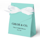 White Bow Teal Blue Bridal Shower Favour Box