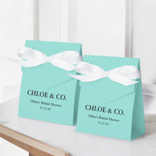 White Bow Teal Blue Bridal Shower Favour Box