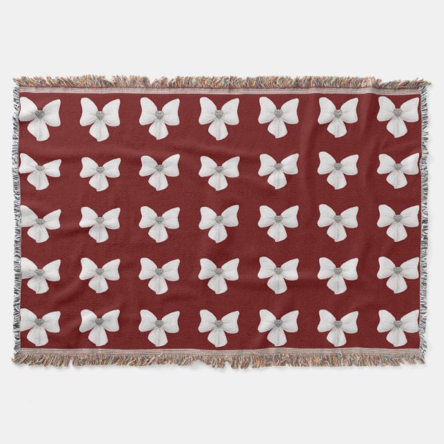 White Bow Throw Blanket (Front)
