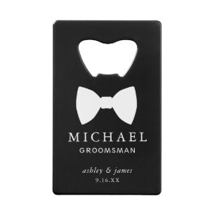 White Bow Tie Groomsman Personalised Wedding