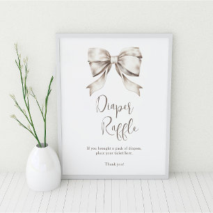 White Bow Vintage Diaper Raffle Poster