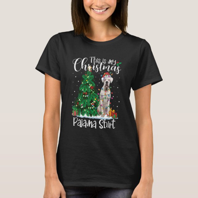White Boxer Christmas Lights  Pajama Dog  Xmas 1 T-Shirt (Front)