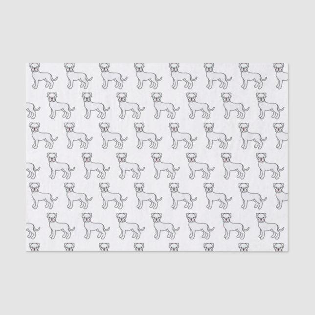 White Boxer Cute Cartoon Dog Pattern Tissue Paper (Front)