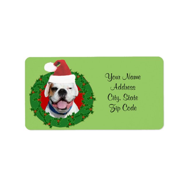 White Boxer Dog Christmas address labels (Front)