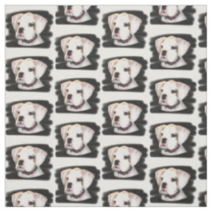 White Boxer dog Custom Fabric