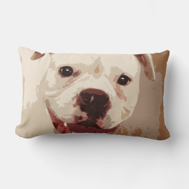 white Boxer Dog Lumbar Cushion (Front)