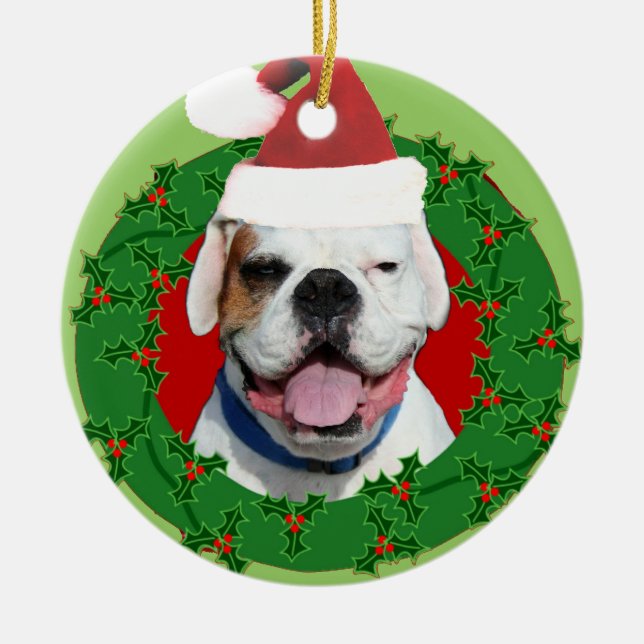 White boxer dog ornament (Front)