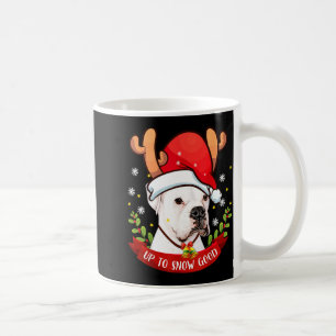 White Boxer Dog Reindeer Christmas Gift Boys Girls Coffee Mug
