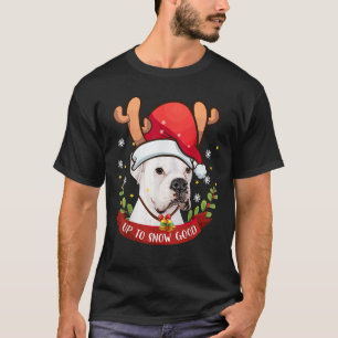 White Boxer Dog Reindeer Christmas Gift Boys Girls T-Shirt