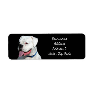 White Boxer dog Return Address Label