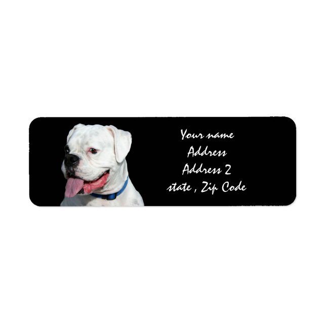White Boxer dog Return Address Label (Front)