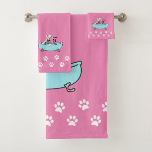 White Boxer Dog Themed Bathroom Decor Bath Towel Set
