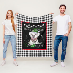 White Boxer dog Throw Fleece Blanket