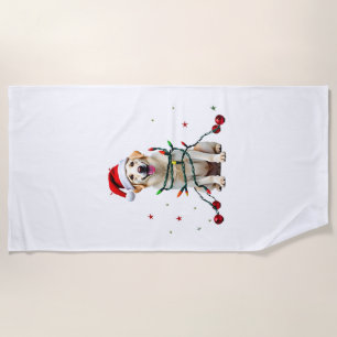 White Boxer Dog Ugly Christmas Sweater Funny Xmas  Beach Towel
