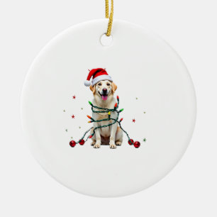White Boxer Dog Ugly Christmas Sweater Funny Xmas Ceramic Ornament