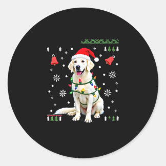 White Boxer Dog Ugly Christmas Sweater Funny Xmas  Classic Round Sticker