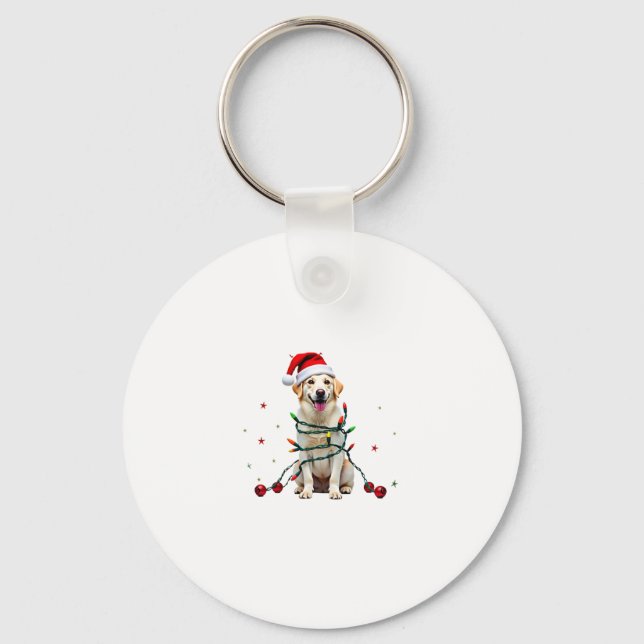 White Boxer Dog Ugly Christmas Sweater Funny Xmas  Key Ring (Front)