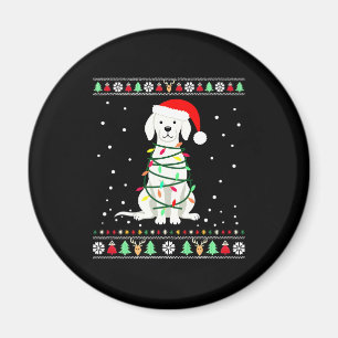 White Boxer Dog Ugly Christmas Sweater Funny Xmas Magnet