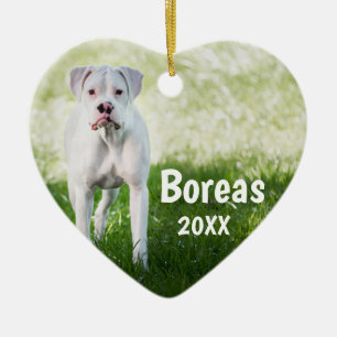 White Boxer Personalised Christmas Dog Ornament