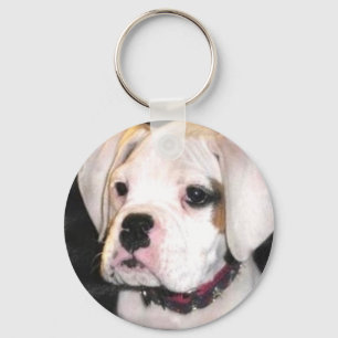 White boxer puppy keychain