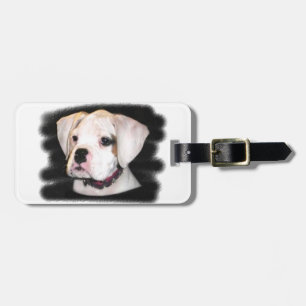 White Boxer puppy Luggage Tag