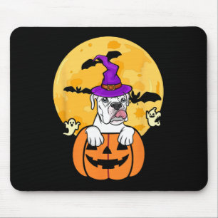 White Boxer Witch Dog Lover Halloween Costume Mouse Pad