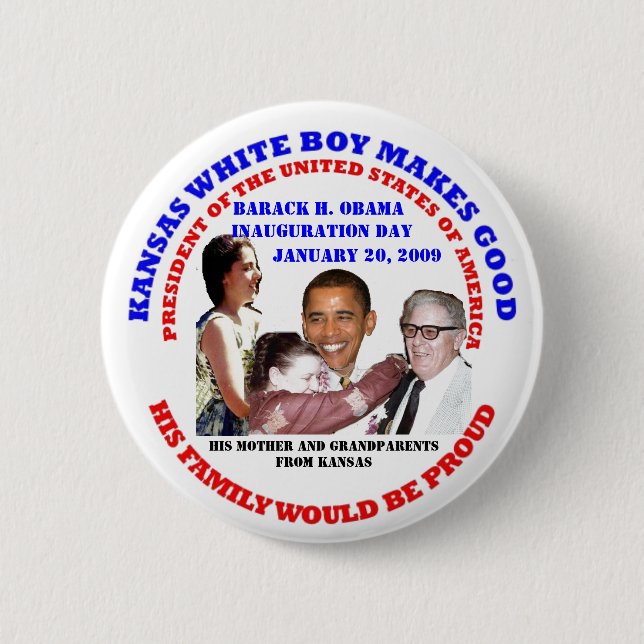 WHITE BOY MAKES GOOD. 6 CM ROUND BADGE (Front)