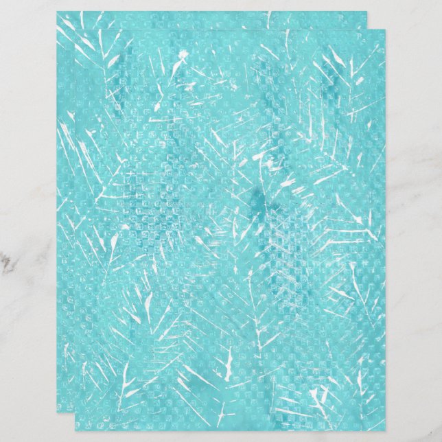 White Branches on Teal Scrapbook Paper (Front/Back)