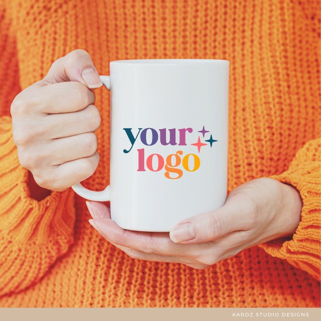  White Branded Modern Custom Logo Coffee Mug (Mug shown in 15 oz. Choose between 11 oz and 15 oz mug.)
