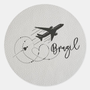 White Brazil Passport Classic Round Sticker