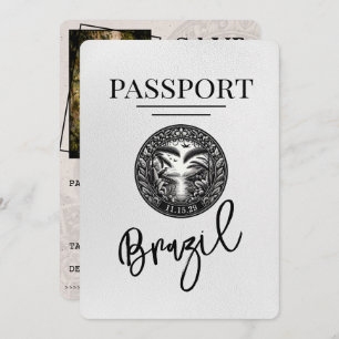 White Brazil Passport Save The Date
