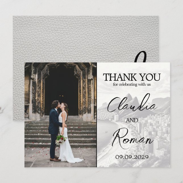 White Brazil Passport Thank You Card (Front/Back)