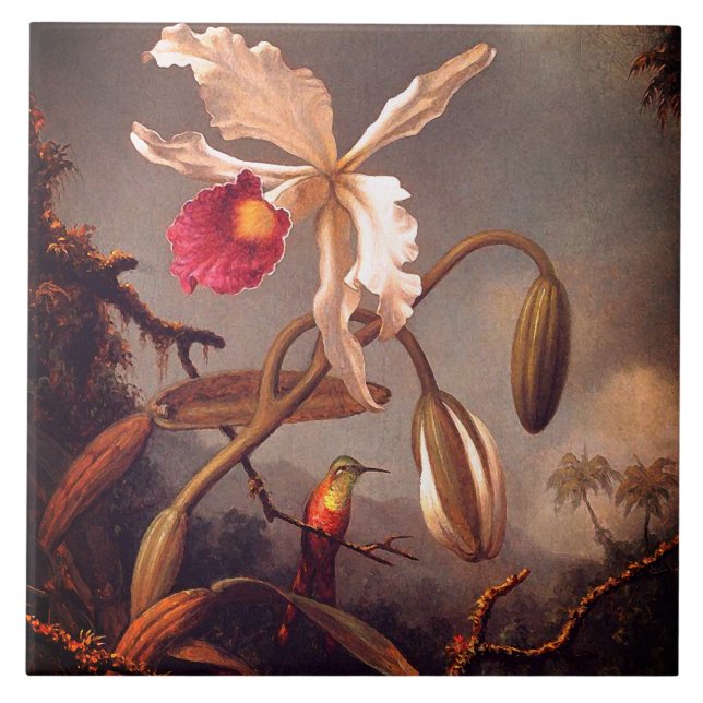 White Brazilian Orchid Ceramic Tile (Front)
