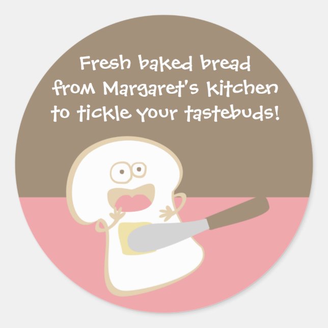 white bread tickle butter baking gift tag stickers (Front)