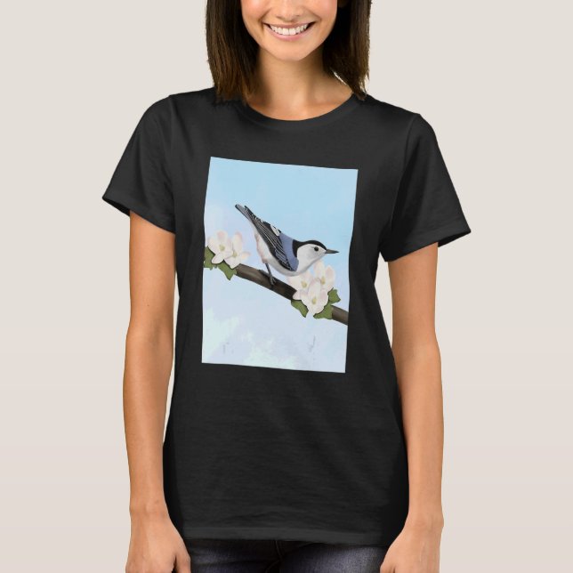 White Breasted Nuthatch Bird Bird  Birdwatcher Bio T-Shirt (Front)