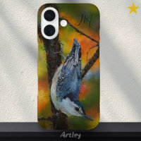 White Breasted Nuthatch Bird Painting Custom Name 