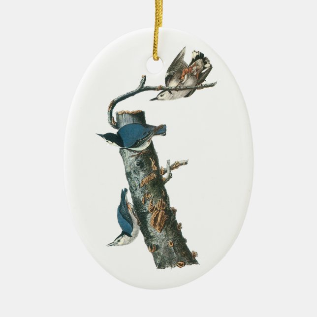 White-breasted Nuthatch by Audubon Ceramic Ornament (Front)
